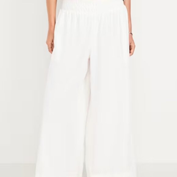 Old Navy Mid-Rise Linen-Blend Super Wide-Leg Palazzo Pants Size PETITE Small - Picture 2 of 4